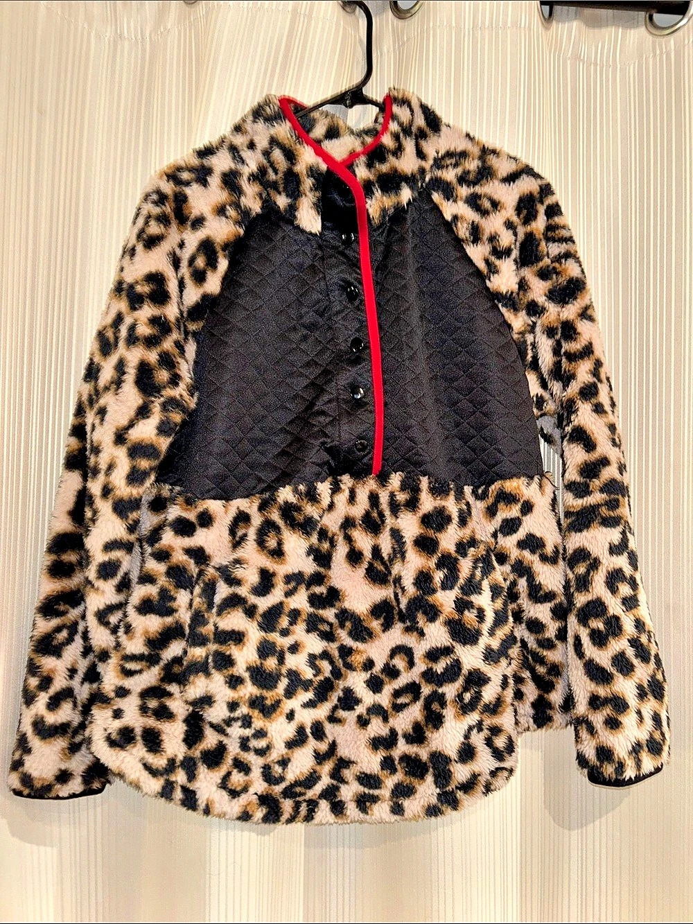 Maurices Quilted Yoke Leopard Sherpa Pullover Brown & Black XL